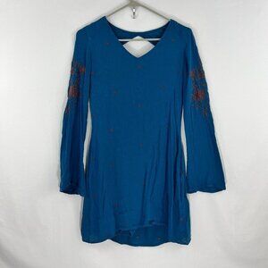 Idyllwind by Miranda Lambert Sz XS Long Sleeve Embroidered Keyhole Blue Dress